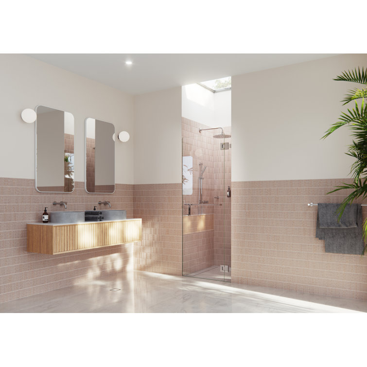 Polished Chrome Frameless Glass Shower Door with Towel Bar