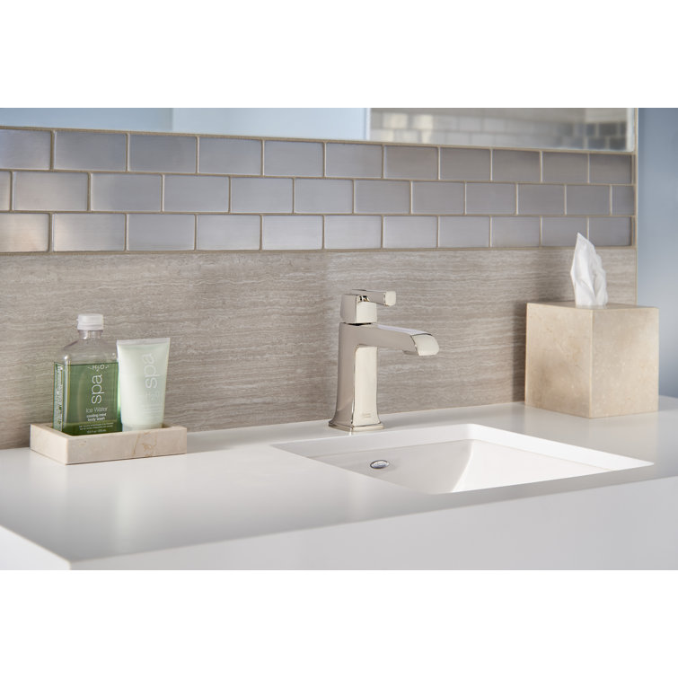 Polished Nickel Single-Hole Bathroom Faucet with Drain Assembly