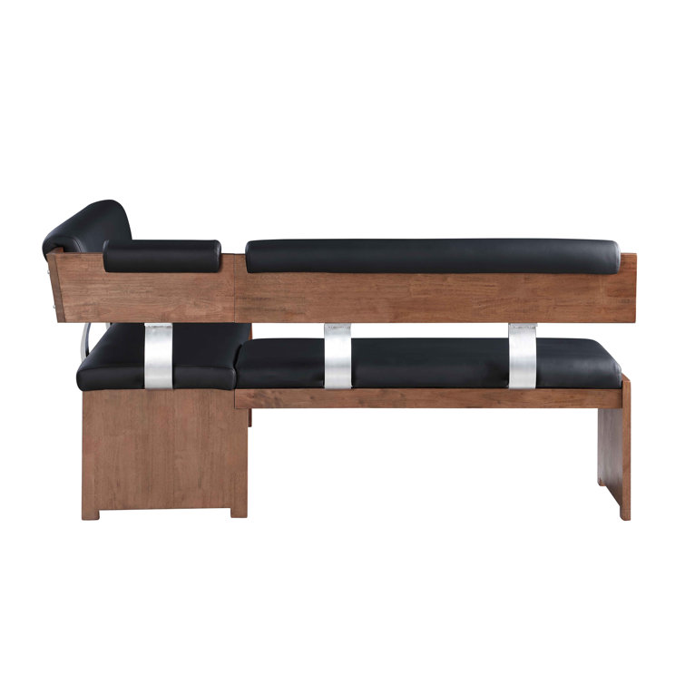 Emma Modern Black Faux Leather and Wood 3-Piece Dining Set