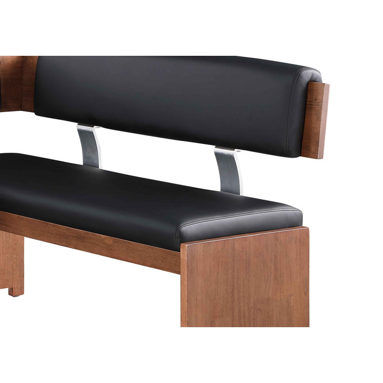 Emma Modern Black Faux Leather and Wood 3-Piece Dining Set