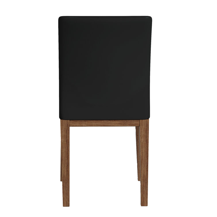 Emma Modern Curved Back Black Faux Leather Side Chair with Solid Wood Legs