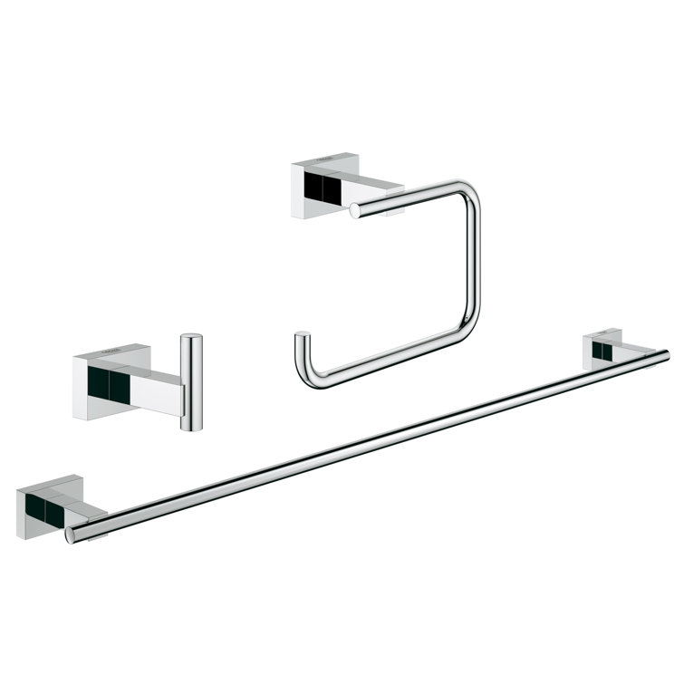 Elegant Gold Finish 3-Piece Modern Bathroom Accessory Set