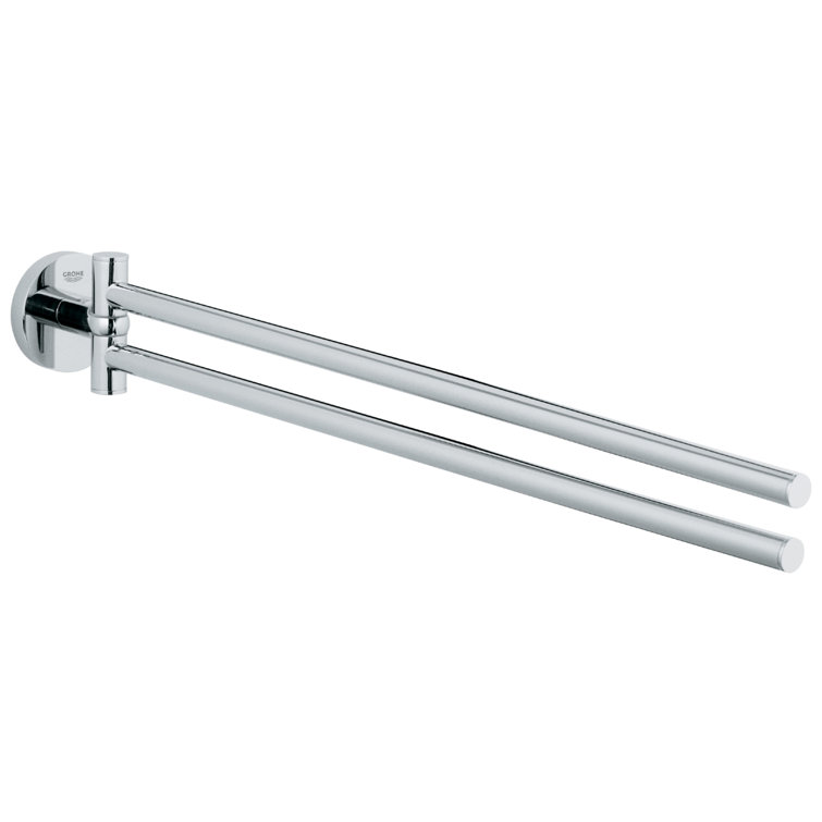 Chrome Wall Mounted Double Towel Bar with Swivel Arms