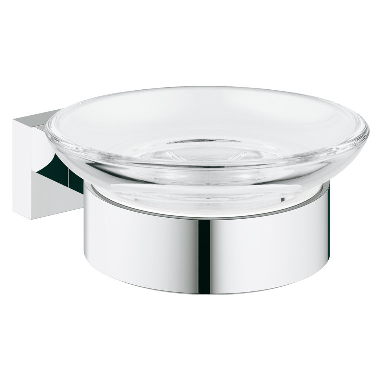 Essentials Cube Chrome Glass Wall Mount Soap Dish