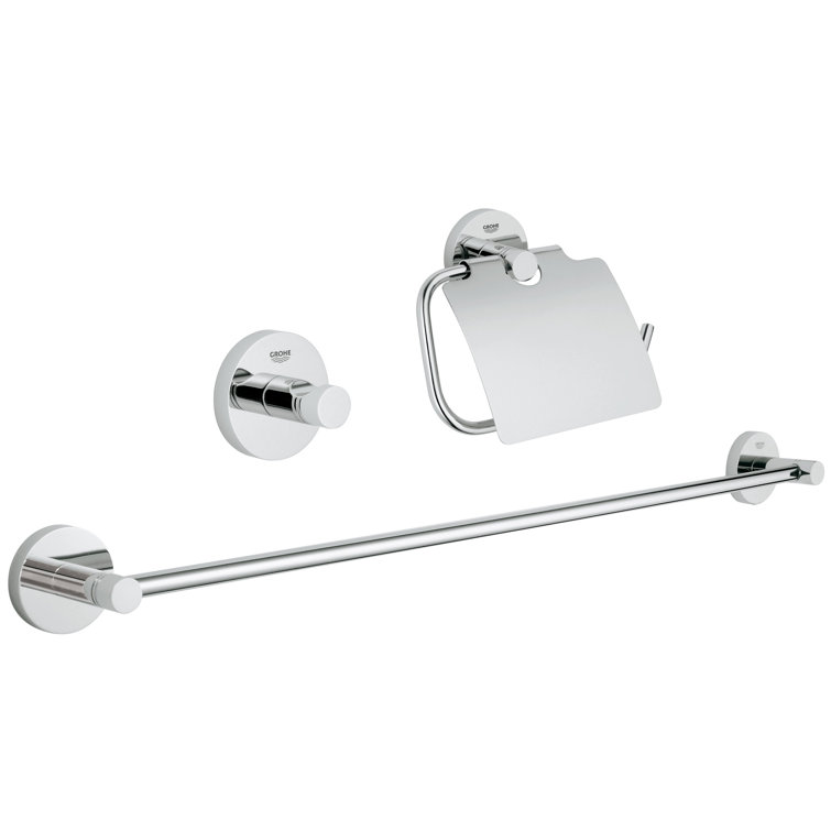 Sleek Brushed Nickel 3-Piece Modern Bathroom Accessory Set