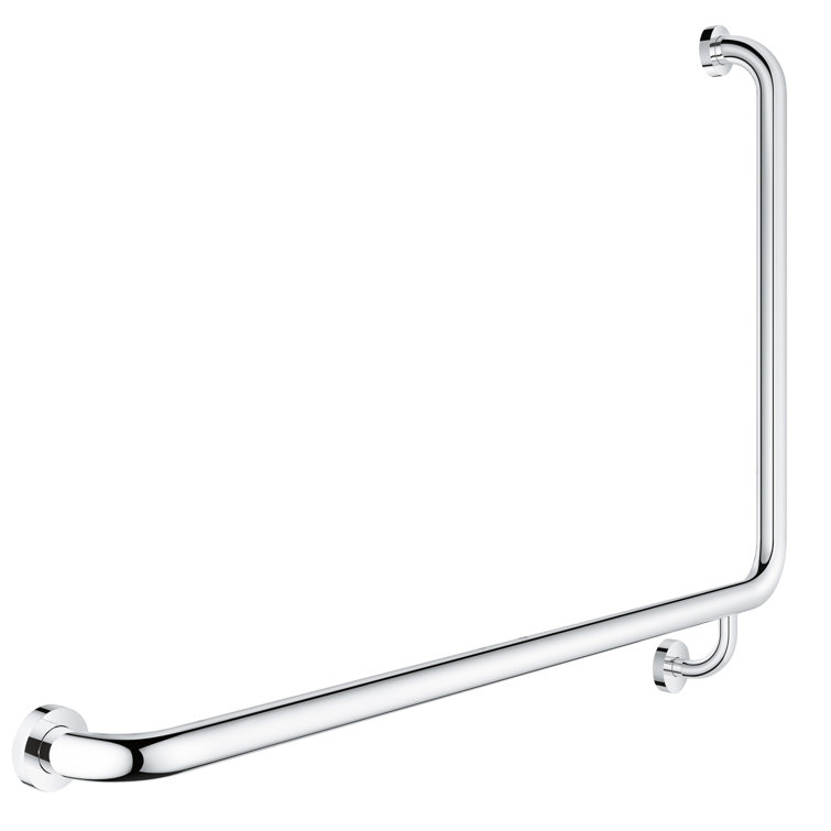 Chrome L-Shaped Wall Mount Grab Bar with Modern Finish