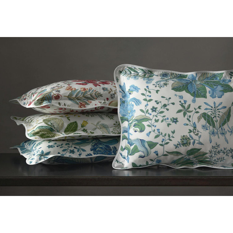 Prussian Blue King Cotton Botanical Pillowcase Set