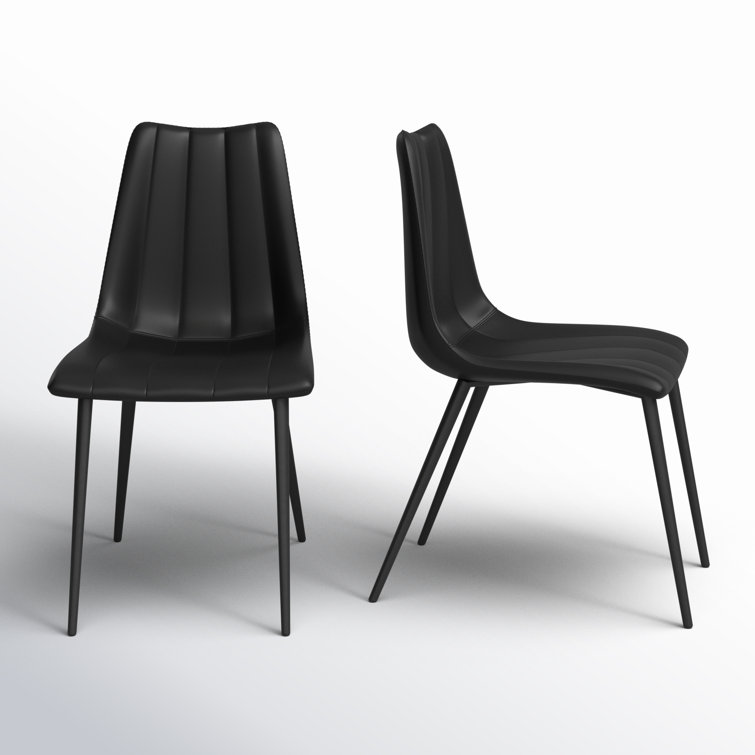 Black Faux Leather Upholstered Metal Side Chair Set