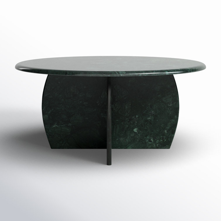 Green Marble Round Coffee Table with Cross Legs