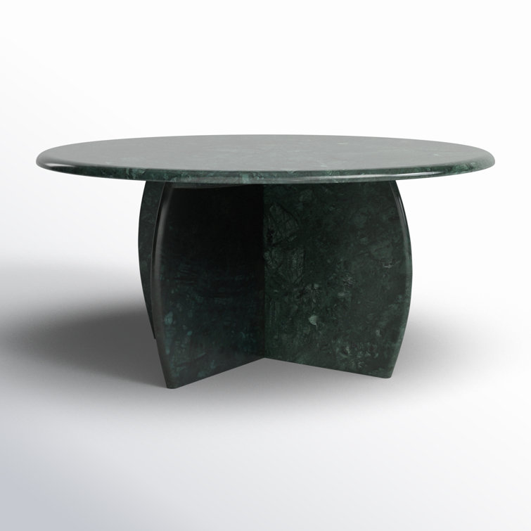 Green Marble Round Coffee Table with Cross Legs