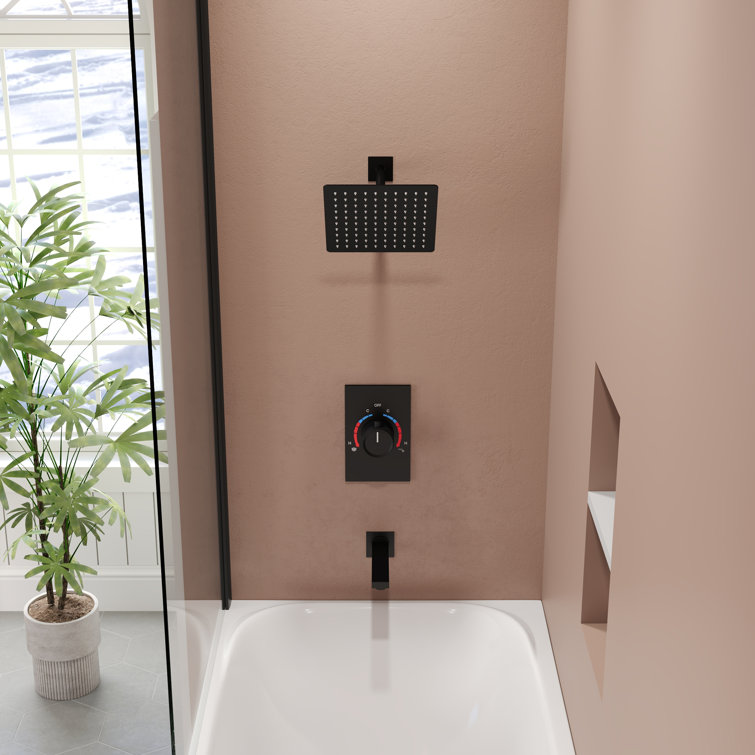 Matte Black Wall Mounted Rain Shower Faucet Set