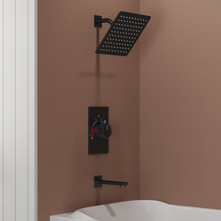Matte Black Wall Mounted Rain Shower Faucet Set