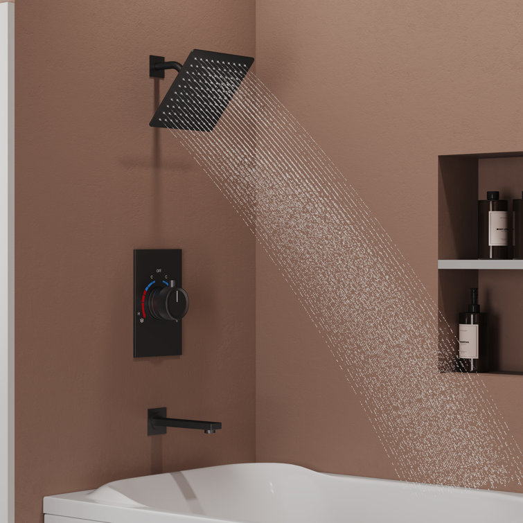 Matte Black Wall Mounted Rain Shower Faucet Set