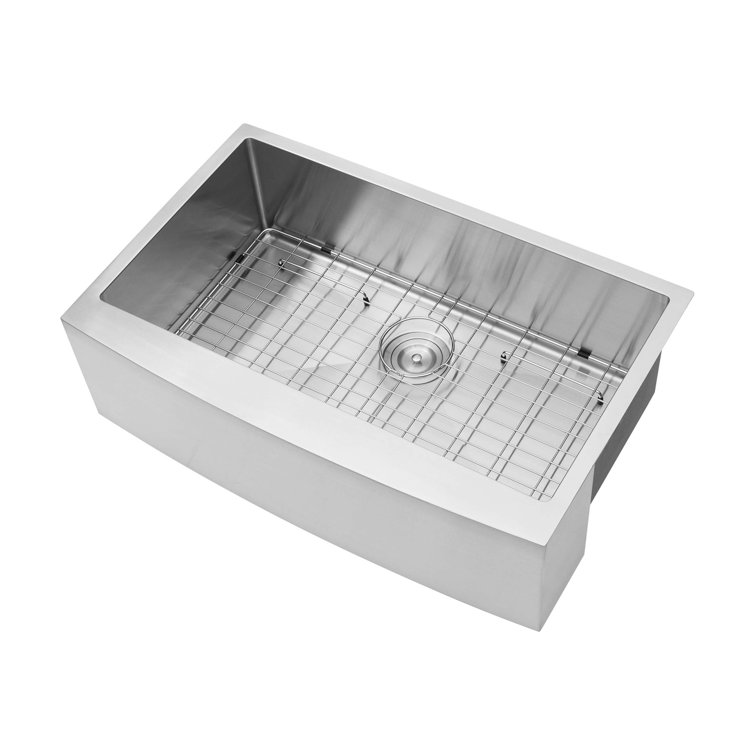 33" x 21" x 10" Brushed Nickel Stainless Steel Farmhouse Kitchen Sink