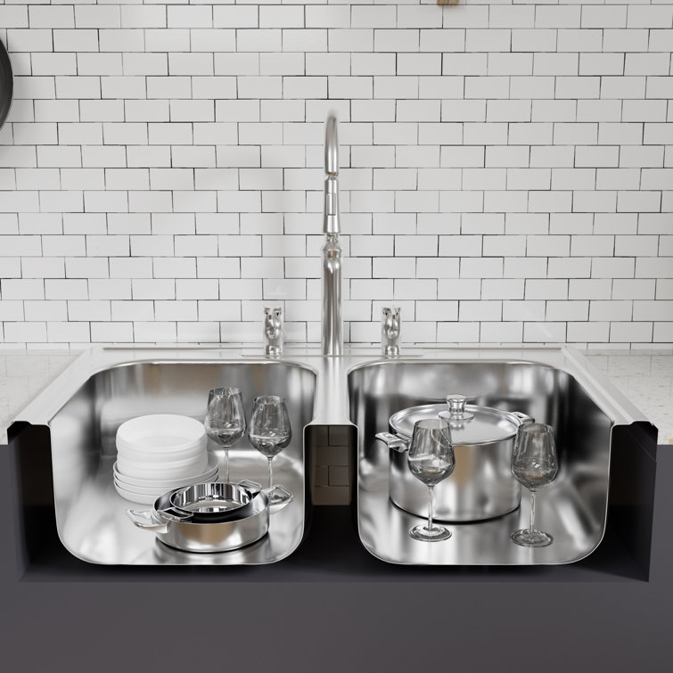 Stainless Steel 33" Double Bowl Drop-In Kitchen Sink
