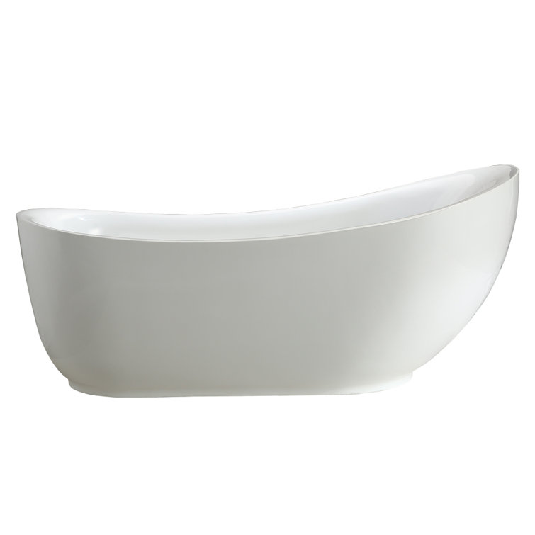 Everlie 71'' White Acrylic Freestanding Soaking Bathtub