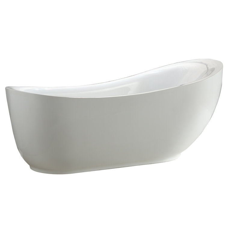 Everlie 71'' White Acrylic Freestanding Soaking Bathtub