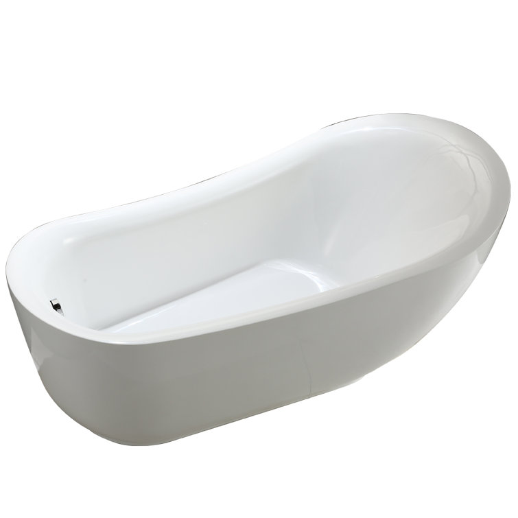Everlie 71'' White Acrylic Freestanding Soaking Bathtub
