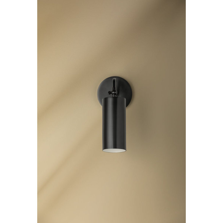 Elegant Aged Brass Cylinder Sconce with Adjustable Shade