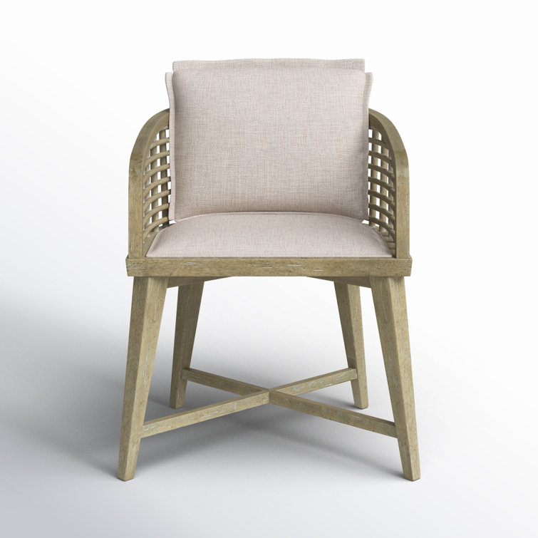 Zuri Cream and Driftwood Upholstered Cane Arm Chair