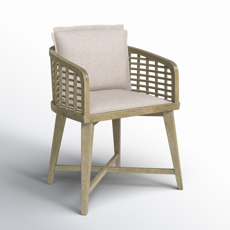 Zuri Cream and Driftwood Upholstered Cane Arm Chair