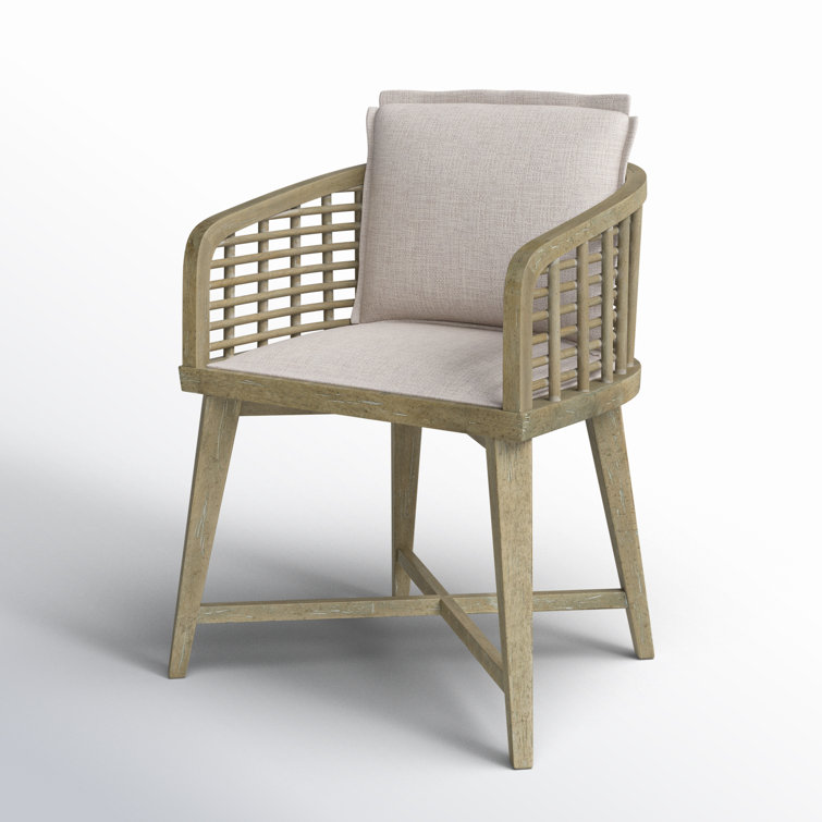 Zuri Cream and Driftwood Upholstered Cane Arm Chair