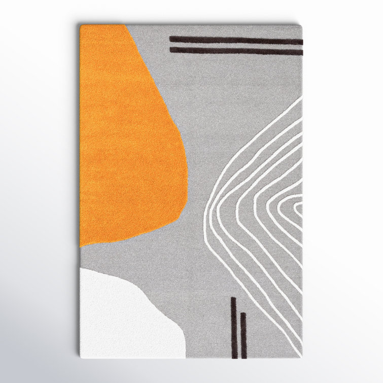 Gray and Rust Hand-Tufted Wool Area Rug, 2' x 3'