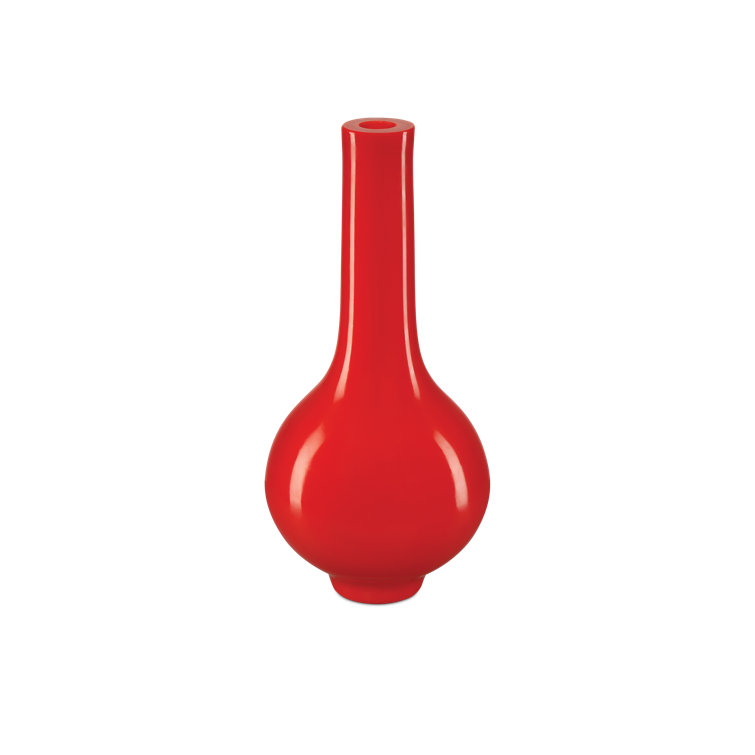 Coral Orange Glass Table Vase for Indoor Use