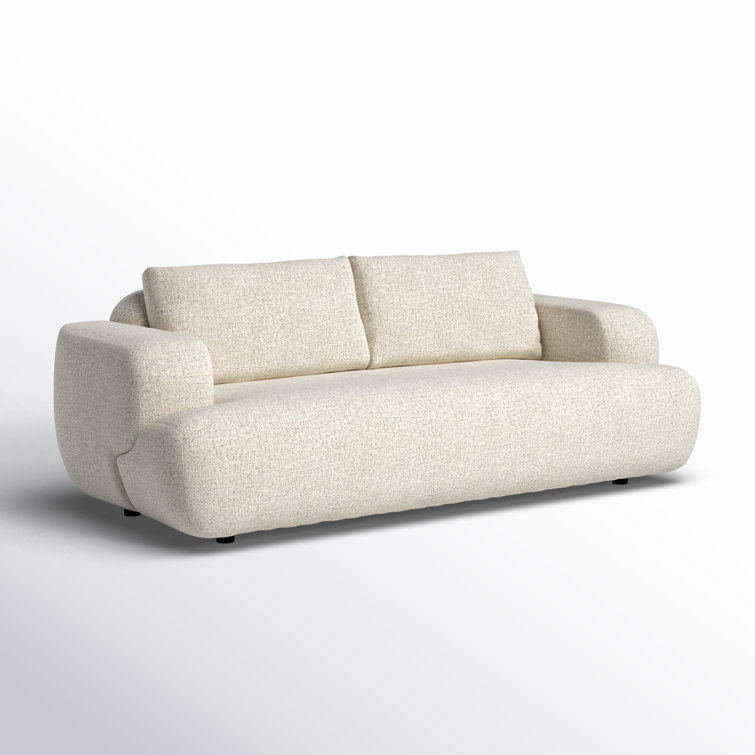 Natural Linen Trio-Seating Modern Couch with Loose Back