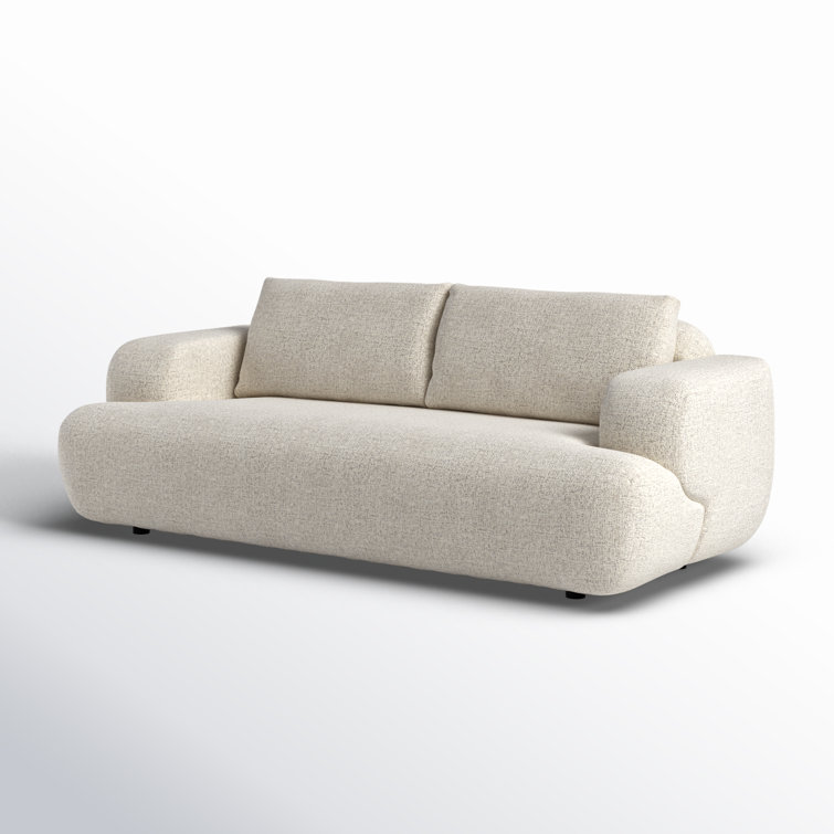 Natural Linen Trio-Seating Modern Couch with Loose Back