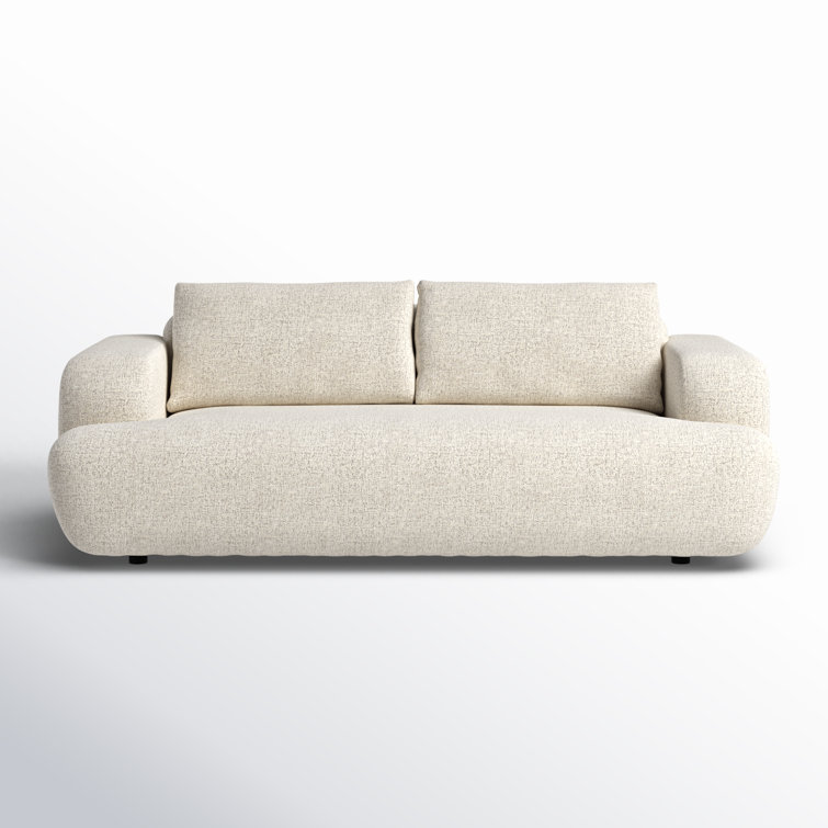 Natural Linen Trio-Seating Modern Couch with Loose Back