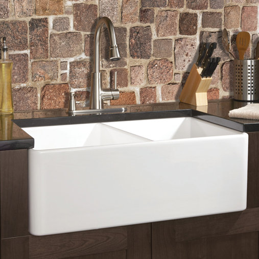 White Fireclay Double Basin Farmhouse Kitchen Sink