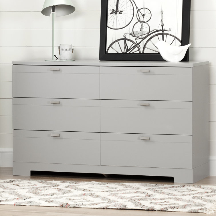 Soft Gray Nursery Double Dresser with Extra Deep Soft Close Drawers