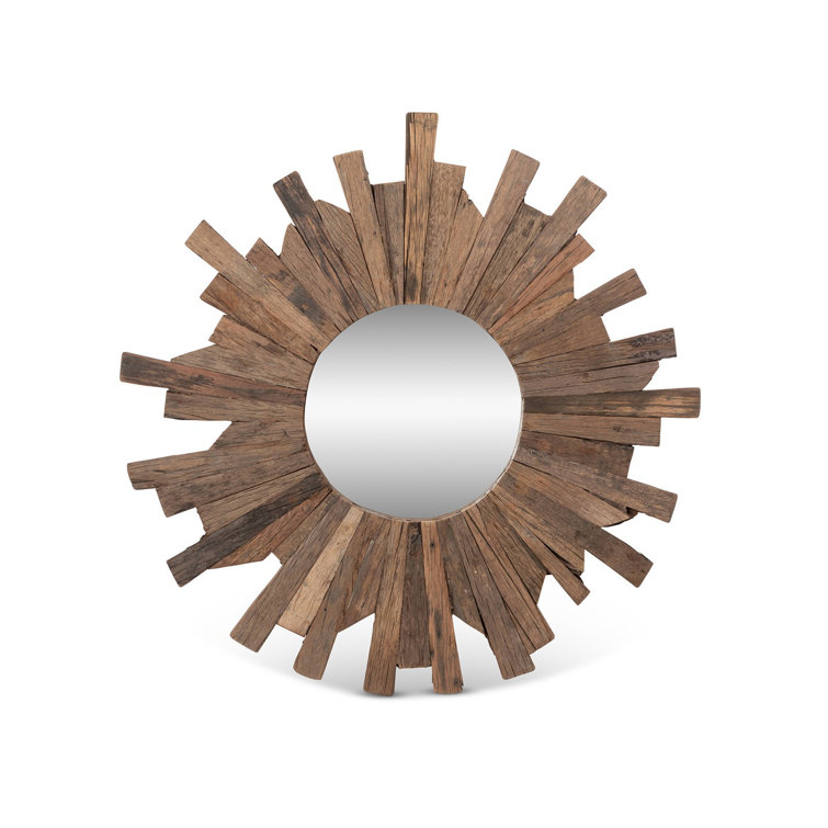 Rustic Recycled Wood Sunburst Wall Mirror