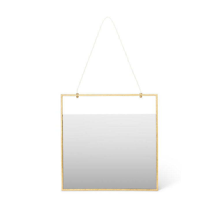 Gold Square Metal Wall Mirror with Cable Hanger