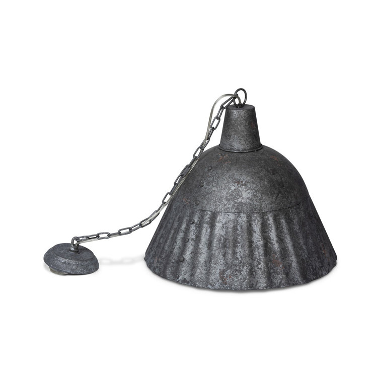 Gray Fluted Galvanized Metal Farmhouse Pendant Light