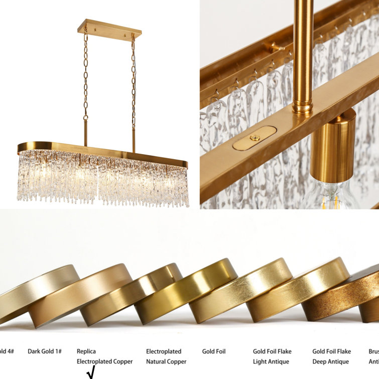Gold and Clear Glass 5-Light Kitchen Island Chandelier