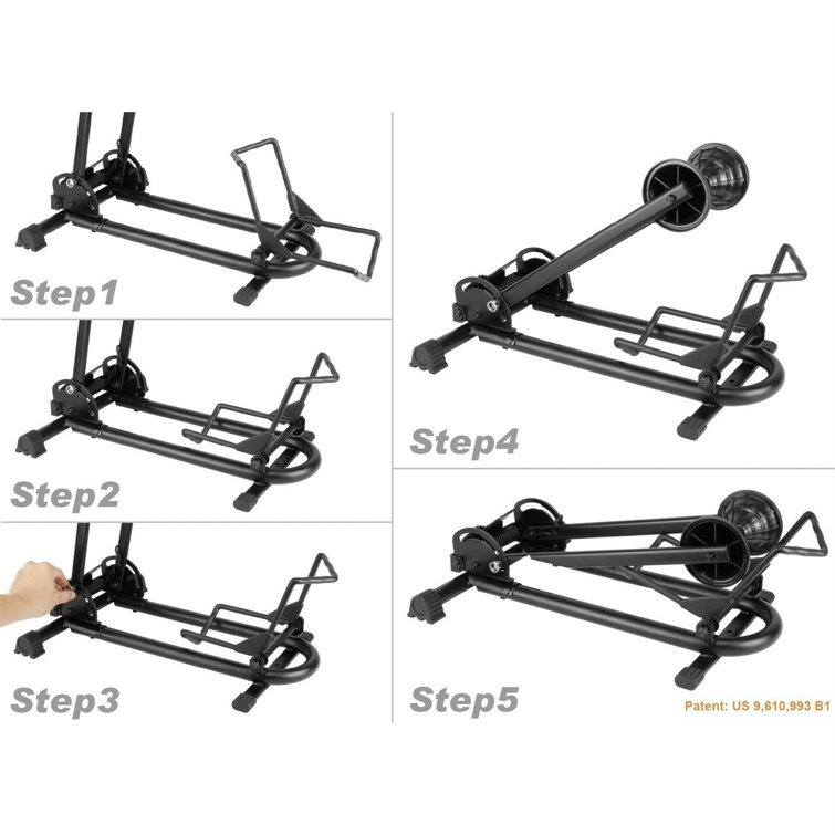 Black Steel Foldable Indoor Outdoor Bike Storage Rack