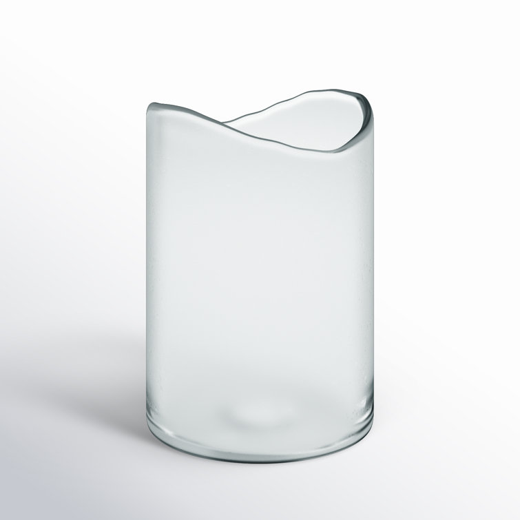 White Frosted Glass Flameless LED Hurricane Candle Holder