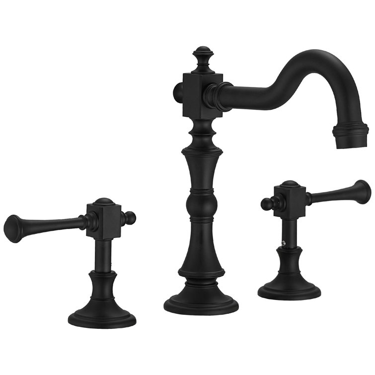 Matte Black Traditional Widespread Double Handle Bathroom Faucet