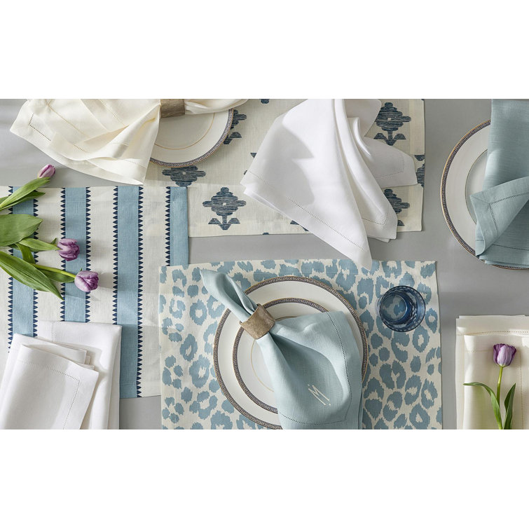 Sky Blue Stripe Linen Placemats Set of 3