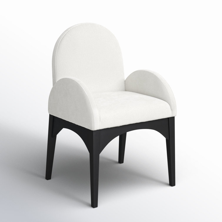 Cream Upholstered Arm Chair with Black Wood Legs
