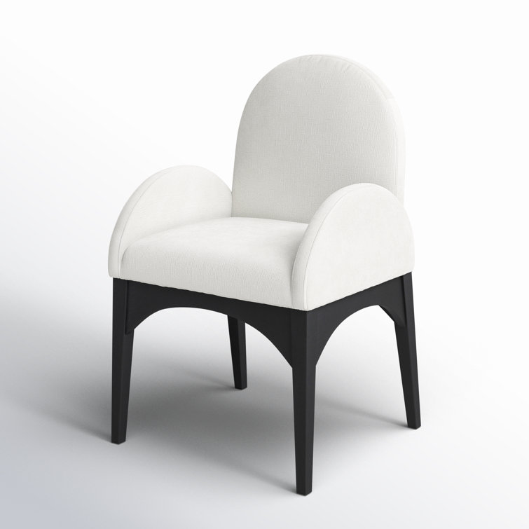 Cream Upholstered Arm Chair with Black Wood Legs
