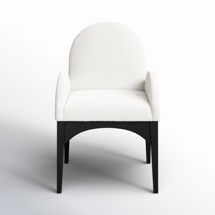 Cream Upholstered Arm Chair with Black Wood Legs