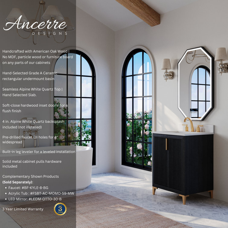 Turlington 24" Black Oak Vanity with White Quartz Top