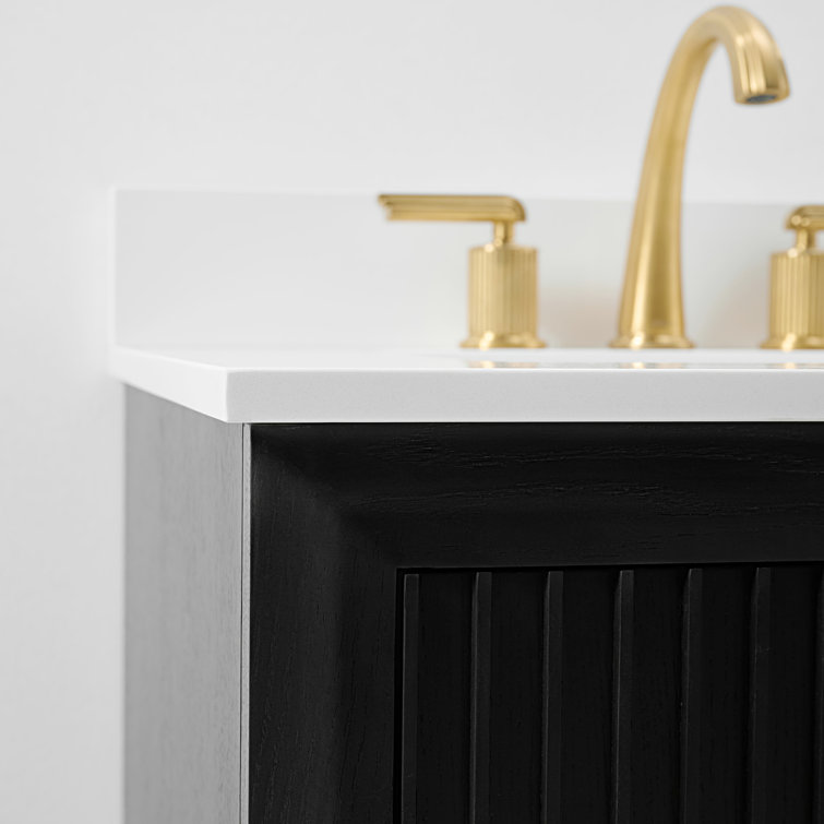 Turlington 24" Black Oak Vanity with White Quartz Top