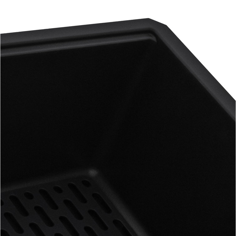Midnight Black Granite Composite Undermount Single Bowl Kitchen Sink