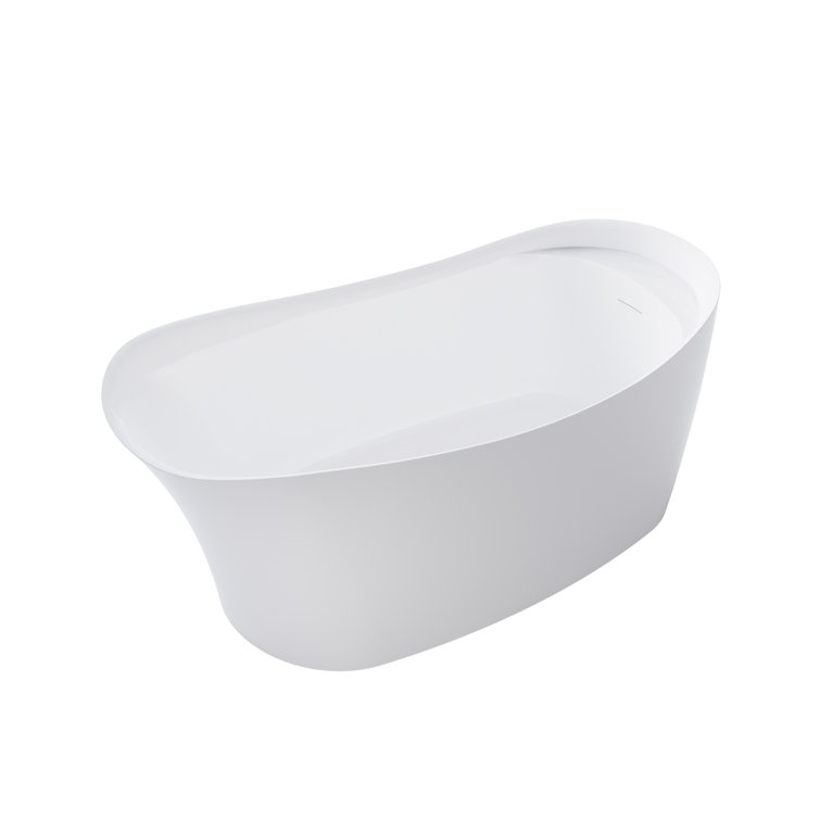 69'' White Acrylic Freestanding Soaking Bathtub with Overflow