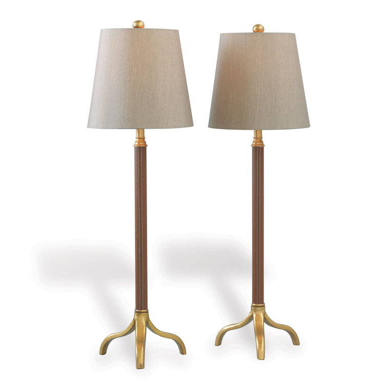 Portobello Gold Leaf Metal Tripod Buffet Lamp Set