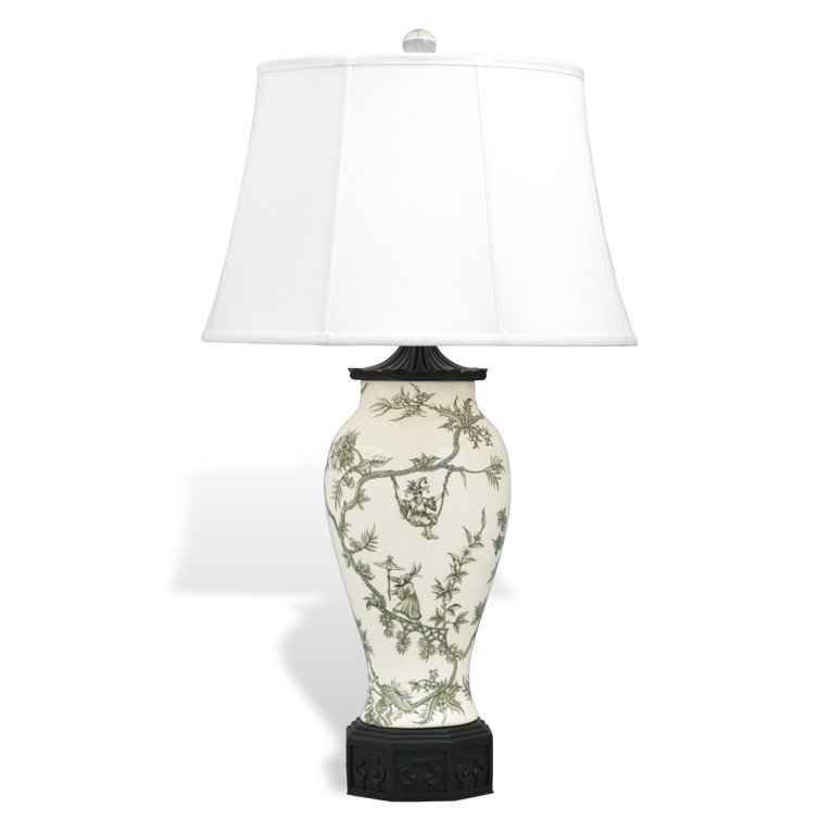 Windsor 36'' Black and Cream Porcelain Table Lamp with Empire Shade